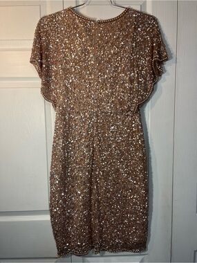Adrianna Papell Rose Gold Sequin Midi Dress